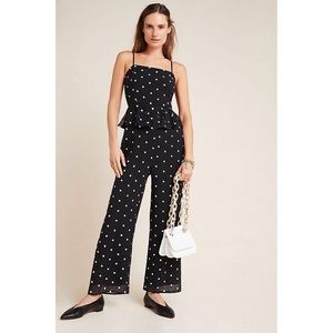 ANTHROPOLOGIE black peplum floral jumper